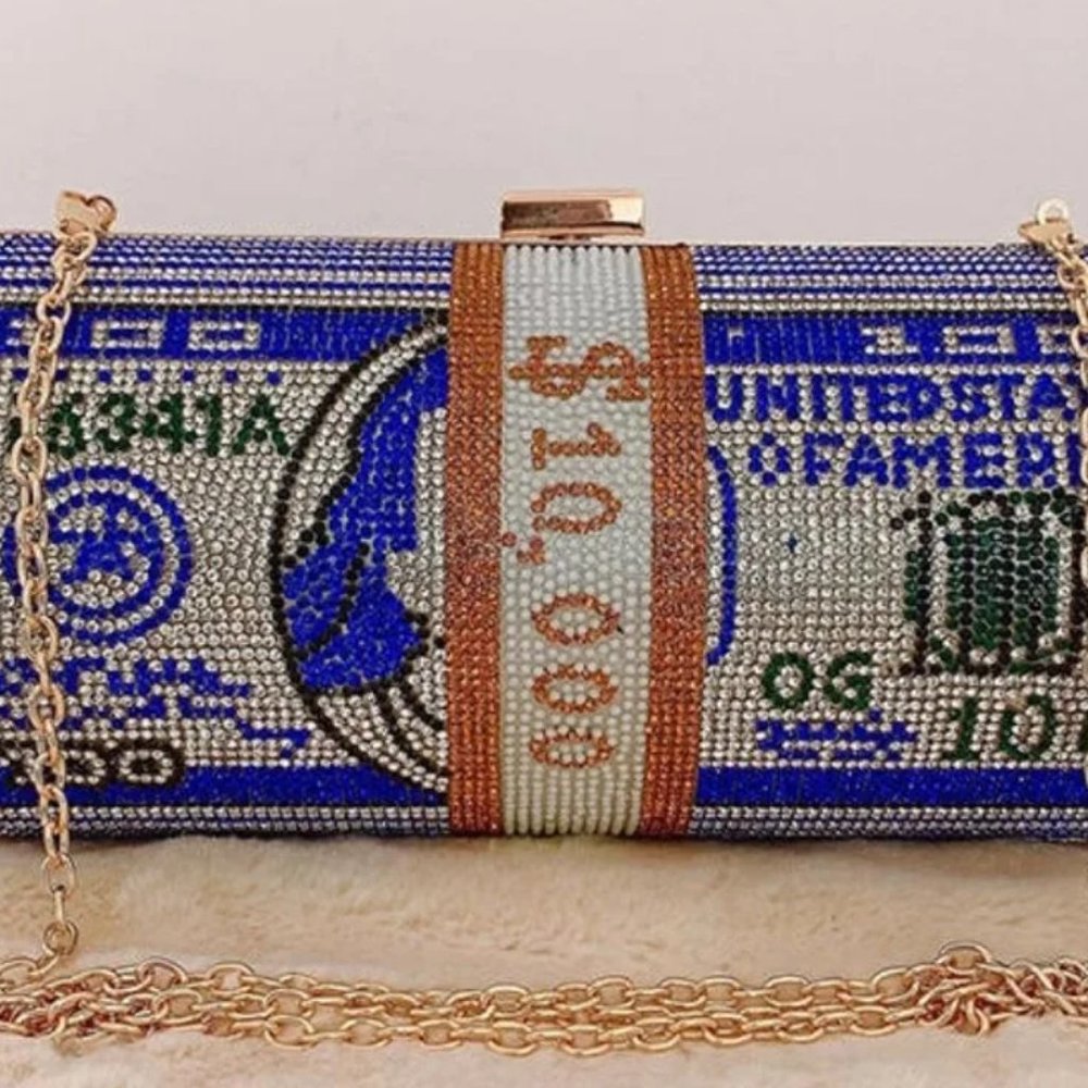 Blue Cylinder Money Bag